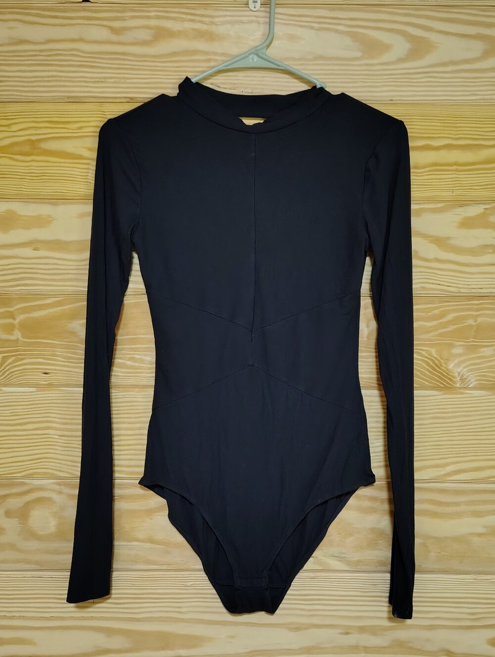 H&M Black Long Sleeve One-Piece Bodysuit S Cut Out Back Ribbed Gothic Layering